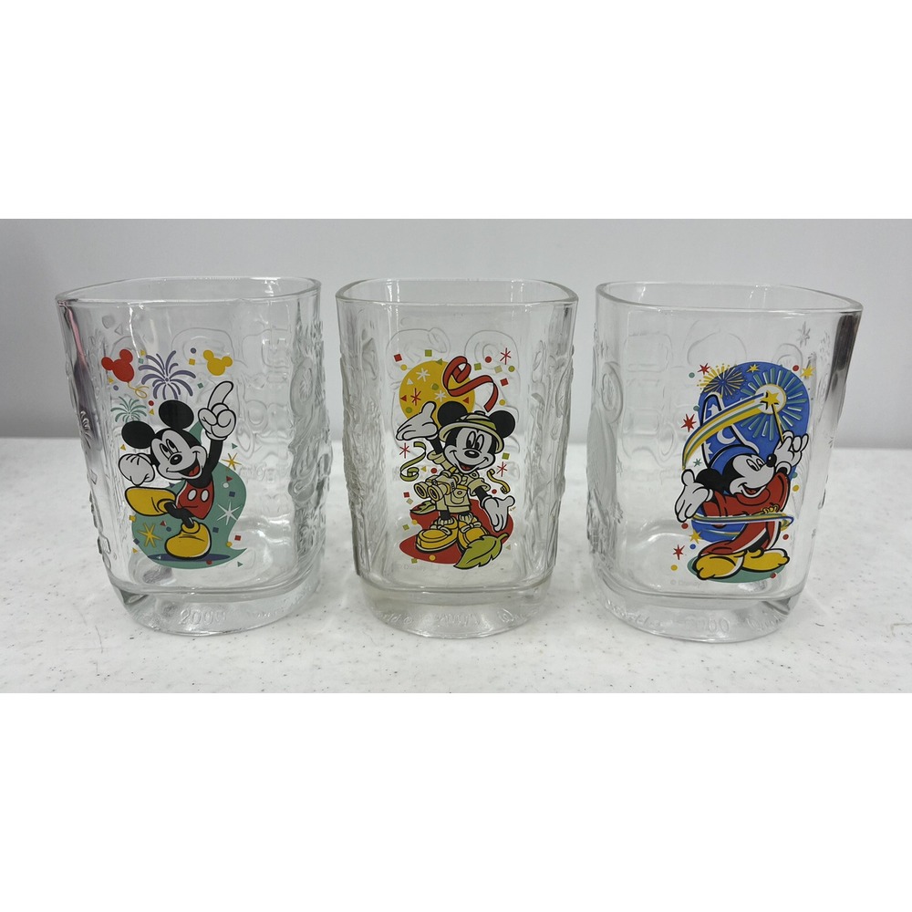 McDonalds Walt Disney World Millennium Glasses 2000 Set Of 3 Epcot Animal Magic